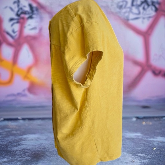 Mustard V-Neck Short Sleeve Women's Top - Picture 8 of 13